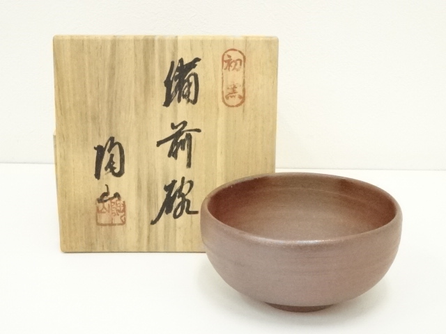 JAPANESE TEA CEREMONY / BIZEN WARE TEA BOWL CHAWAN / ARTISAN WORK